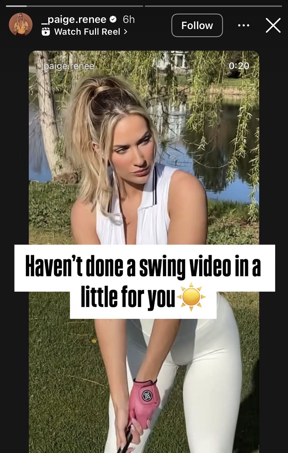 Still taken from Paige Spiranac’s Instagram Story _ Source: Instagram/@_paige.Renee